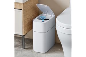 JUDRDO Automatic Bathroom Trash Can,3.5 Gallon Touchless Garbage Can with Trash Bag Auto-adsorption Technology,Slim Motion Sensor Waterproof Trash Bins for Bedroom Office Kitchen Toilet