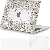 iCasso Compatible with MacBook Air 13 inch Case 2026 2025-2022 Release M4 A3240 M3 A3113 M2 A2681,Sturdy Protective Garden Flowers Hard Shell+Keyboard Cover+Screen Film for Mac Air 13.6",Transparent