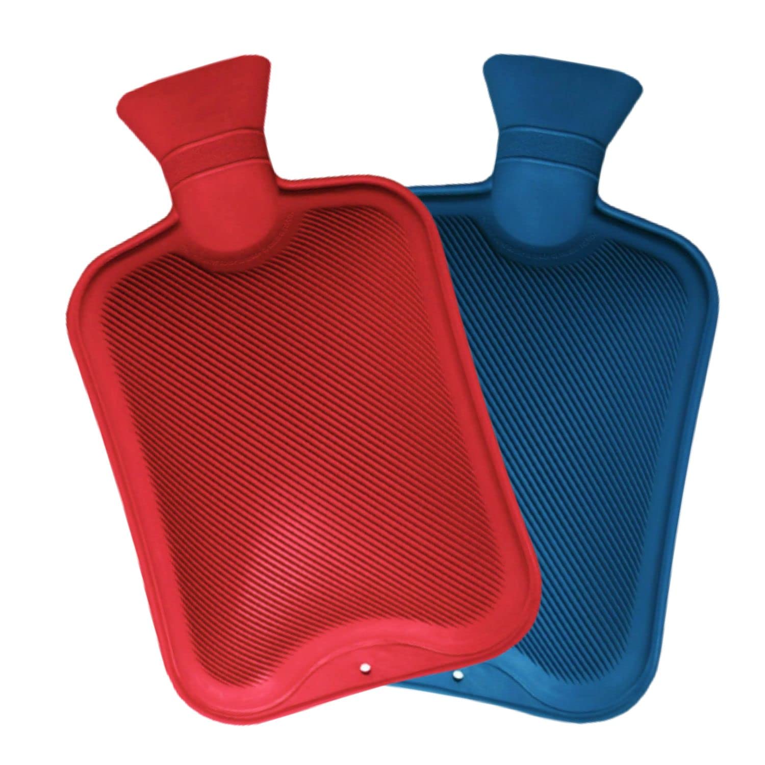 Hot Water Bottles | Pack of 2 Natural Rubber Hot Water Bottle 500ml | Red Cream Blue Hot Water Bag for Pain Relief Secure & Leakproof (Assorted Colours)