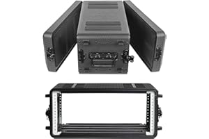 ROOMEDAL Rack Case, 4U Rack Case Shallow 12" Depth, 19" Rackmount Flight Cases, Durable HDPE Watertight Dust-Proof 4U Shock Mount Racks with Microphone Compartments