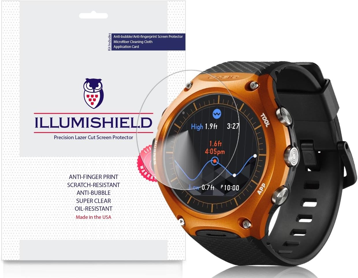 Amazon Com Illumishield Screen Protector Compatible With Casio Smart Outdoor Watch Wsd F10 3 Pack Clear Hd Shield Anti Bubble And Anti Fingerprint Pet Film