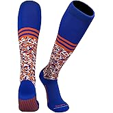 Mk Socks Digital Camo Stripe Blue Orange Knee-High Long Sports Socks (L)