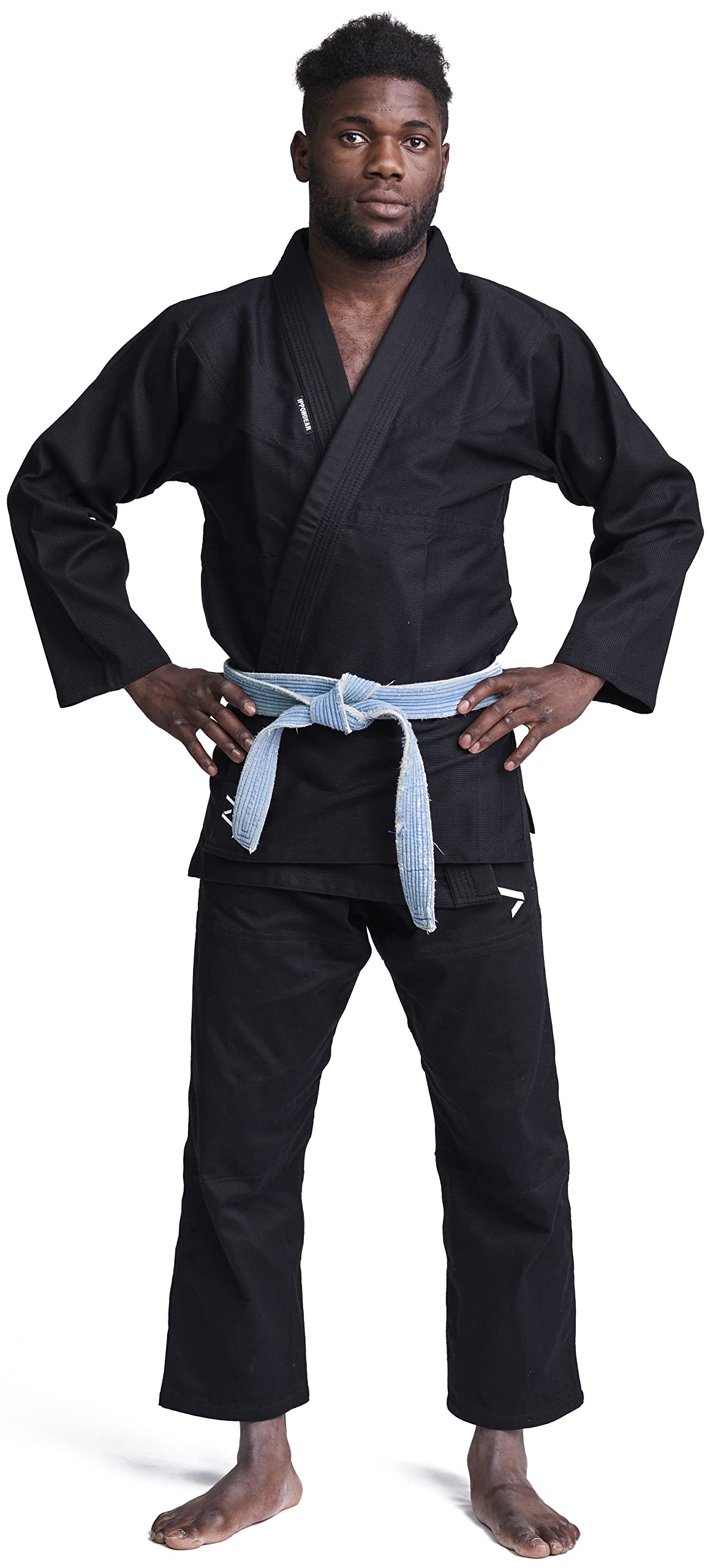 Ippon Gear BJJ GI Brazilian Jiu Jitsu beginner suit incl white belt [Size A1 I Pearl-Weave material I 350gr/m² fabric density I Tear-resistant material with sealed seams] black