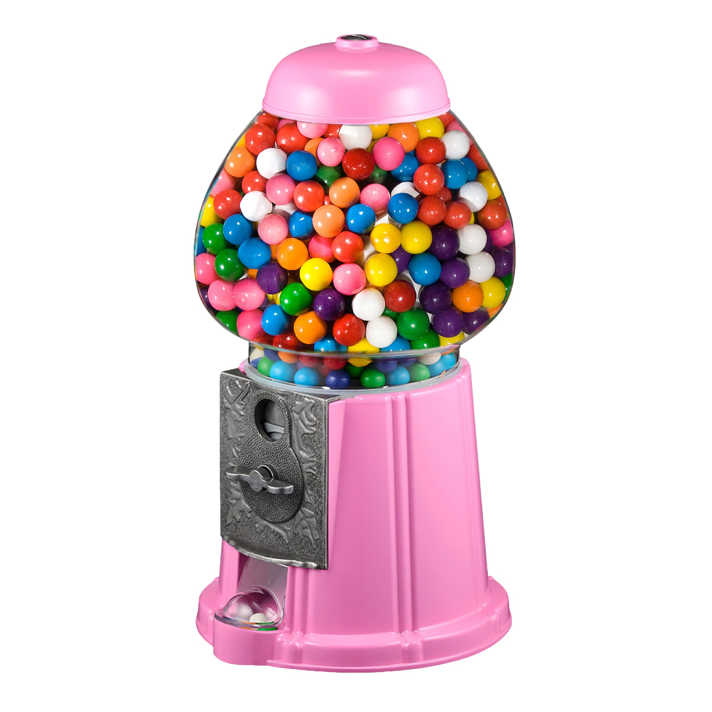 Photo 1 of 11-Inch Mini Gumball Machine - Vintage Candy Dispenser with Glass Globe, Metal Base, and Free Spin Coin Mechanism by Great Northern Popcorn (Pink)