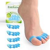 Bukihome Toe Separators, 6 Pair Soft Gel Toe Spacers to Correct Bunions, Toe Stretcher for Therapeutic Relief from Plantar Fasciitis, Claw Toes,Hammer Toes, Foot Pain for Women & Men (Blue+M)