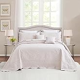 Blythease Oversized King Bedspread 128x120 Extra Wide, Ultrasonic Lightweight Bedding Cover, Paisley Pattern, Reversible, 5 Piece, 100% Microfiber, Gray Lilac