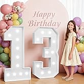 imprsv 4FT Marquee Numbers 13, Large Light Up Numbers 13th Birthday Decorations for Boys, 13th Anniversary Party Backdrop