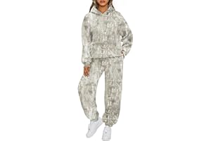 TERIVEEK Camo Sweatsuits for Women 2 Piece Outfits Maple Leaf Print Hoodie Sweat Sets Pants Camouflage Tracksuits Lounge sets