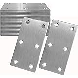 20Pcs Stainless Steel Flat Bracket Mending Plate, 4"x2" Bracket Joining Plate, Heavy Duty Metal Repair Fixing Joining, Flat B