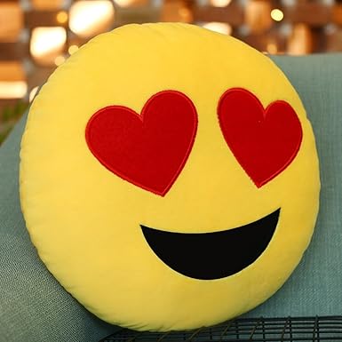 Emoji Kissen Herzen Augen Kissen, lila-Salt® - Emoticon niedlich weich gefüllte bequeme Plüsch Smiley Kissen Kissen, 28cm / 1