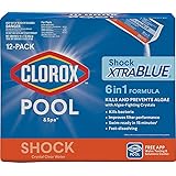 Clorox Pool&Spa 33512CLX Pool Shock XtraBlue (12 1-lb Bags), 12 Pack, White