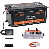 CHINS 48V 105AH Lithium Golf Cart Battery, 200A BMS, Includes 48V 18A Charger, Monitor, 5000+ Cycles