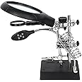 AORAEM LED Light Helping Hands Magnifier Station,2.5X 7.5X 10X Magnifying Glass Soldering with Clamp and Alligator Clips Desktop Magnifer Stand for Craft Carving Jewelry