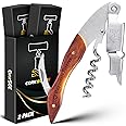 2Pack EVERSEE Wine Corkscrew Bottle Opener Christmas Stocking Stuffers for Men Women Adults Gifts, 4-in-1 Wine Key Birthday Gadget Dad Him Husband Wife Who Have Everything House Warming Gifts