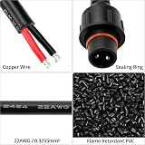 QWORK 5 Pairs IP65 Waterproof 2 Pin Connectors with 20cm 22AWG Cables view 5