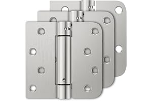 Luxbaro 3 Pack Self Closing Door Hinges, 4 Inch Spring Loaded Hinges with Square & 5/8'' Radius Corners, Adjustable Tension for Garage, Front Door, for Left and Right Hand Door, UL Listed