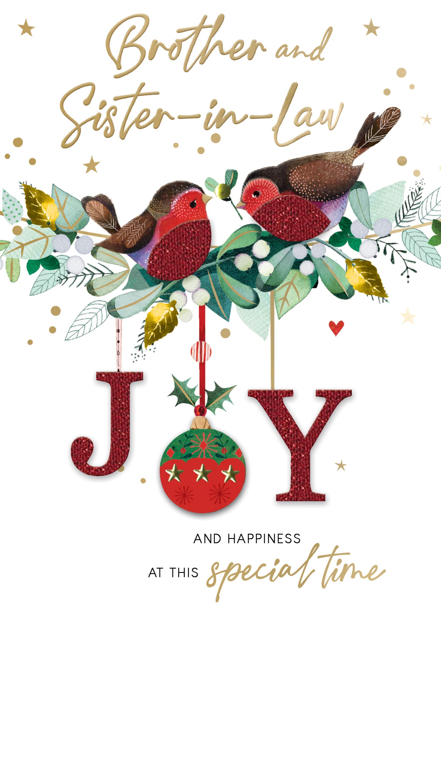 Brother & Sister-In-Law Embellished Christmas Card Hand-Finished Champagne Cards XCDC357