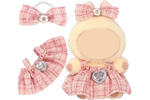 17cm Doll Clothes & Accessories Outfit Set for 6.7" Dolls - Fashion Dresses with Bow Headwear(NO Doll), Luxury Chic Doll Clot