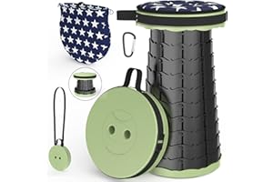 ALEVMOOM Upgraded Folding Stool with Cushion,Portable Collapsible Retractable Stool,Outdoor Chair,Yet More Sturdy Load Capacity 440lbs for Camping Garden Fishing Hiking BBQ with Carry Bag