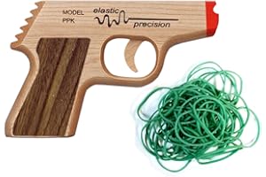 Elastic Precision Model PPK Rubber Band Gun Made from Hardwoods with Rapid-Fire Semi-Automatic Action and Walnut Grips