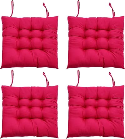 DKIEI Seat Pads for Dining Chairs 4 pcs 40x40cm Magenta Thick Cushions