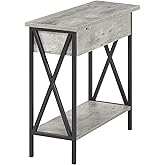Convenience Concepts Tucson Electric Flip Top End Table, Faux Birch, Barnwood/Black, Model:161859C1