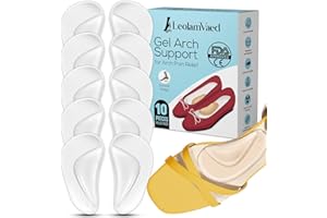 Reusable Arch Support Inserts for Plantar Fasciitis Relief, Self-Adhesive Arch Support Insoles for Flat Feet, Thicken Gel Foo