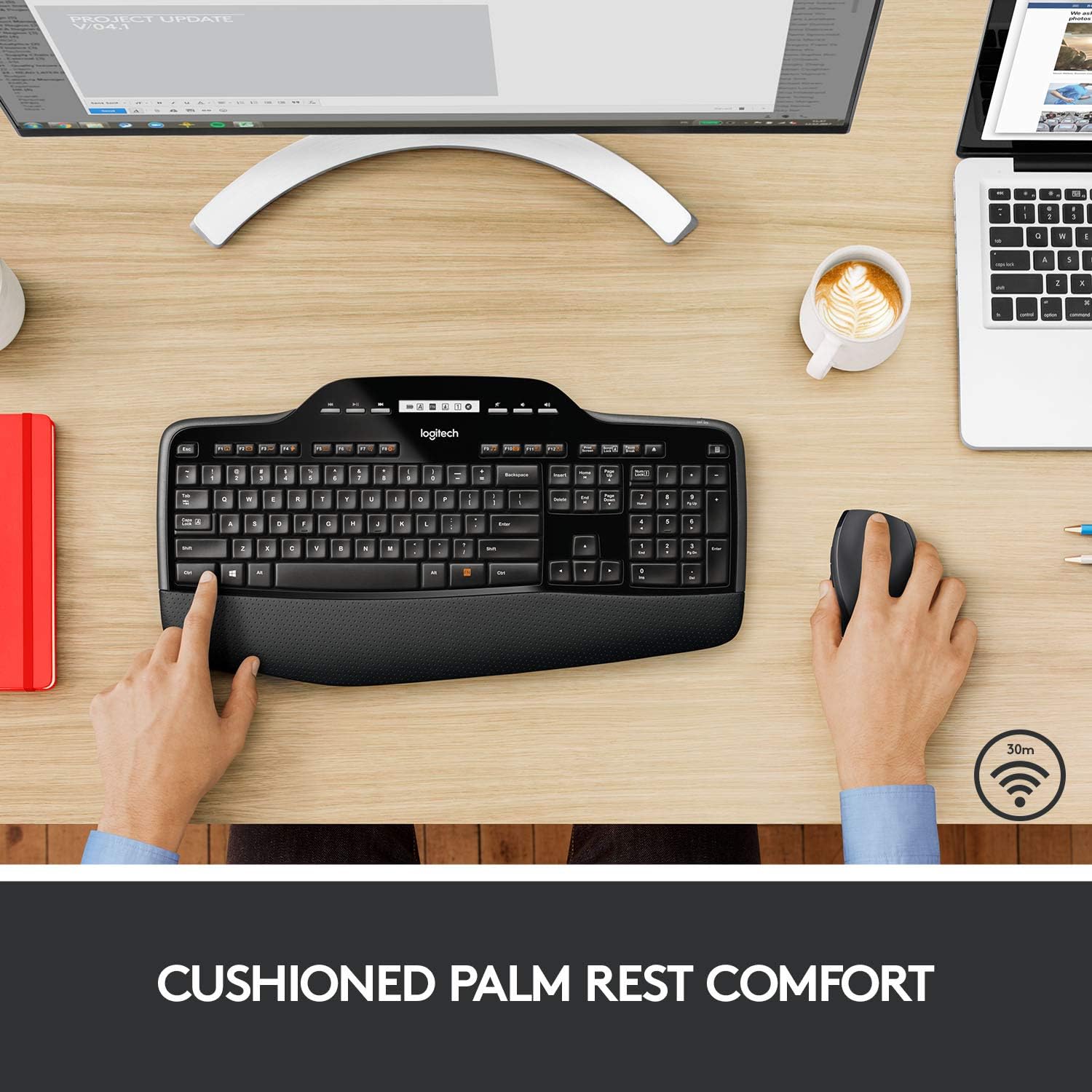 Logitech MK710 Wireless Keyboard and Mouse Combo — Includes Keyboard and Mouse, Stylish Design, Built-In LCD Status Dashboard, Long Battery Life: Electronics
