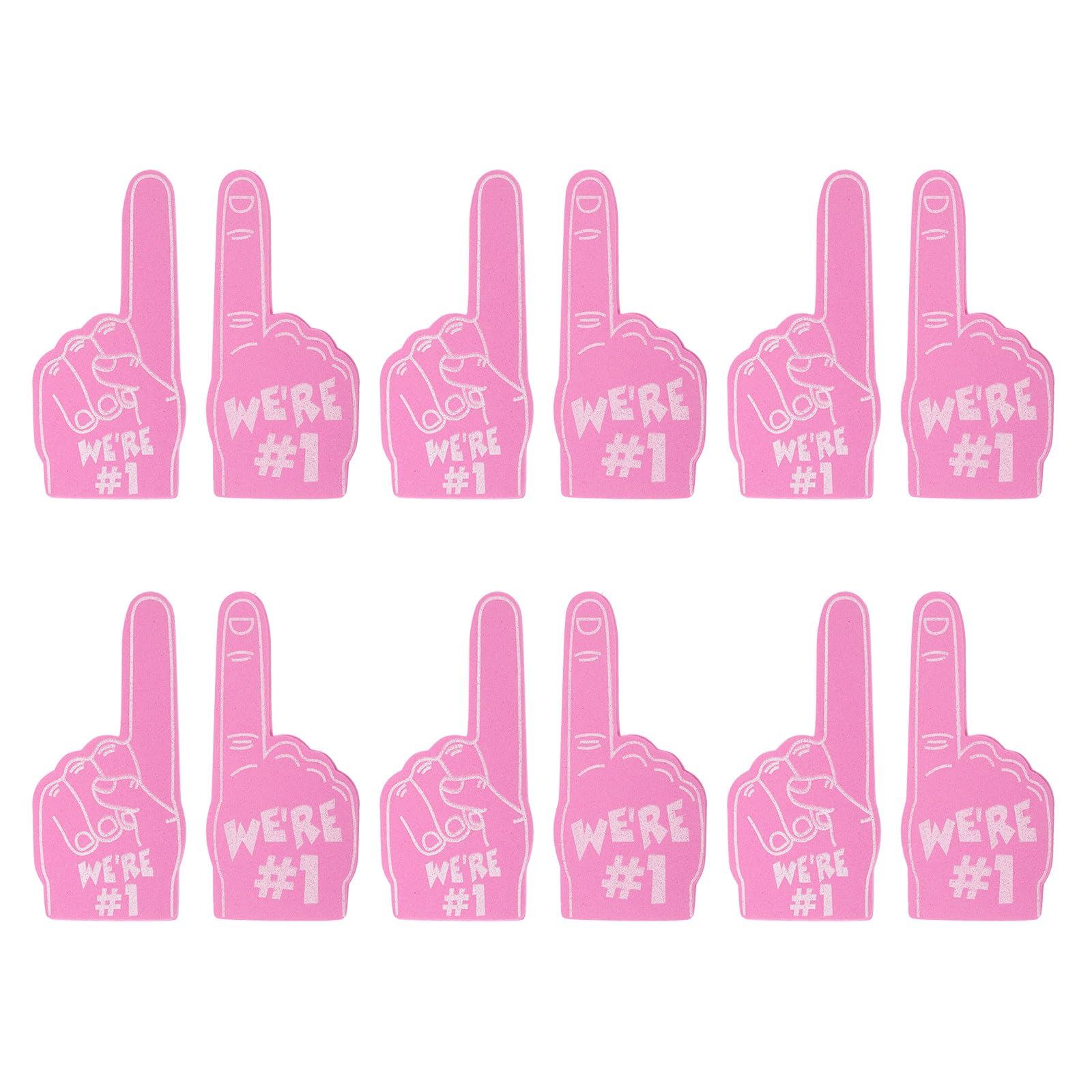 PATIKIL Mini Foam Fingers 5.1 Inch, 12 Pack We're #1 Cheerleading Foam Finger for Sports Fan Events Games Party Favors, Pink