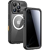 Lanhiem Magnetic for iPhone 16 Pro Max Case, Built-in Privacy Screen Protector, IP68 Waterproof Dustproof Case, Compatible with MagSafe, Anti-Spy Full Body Phone Case for iPhone 16 Pro Max 6.9", Black