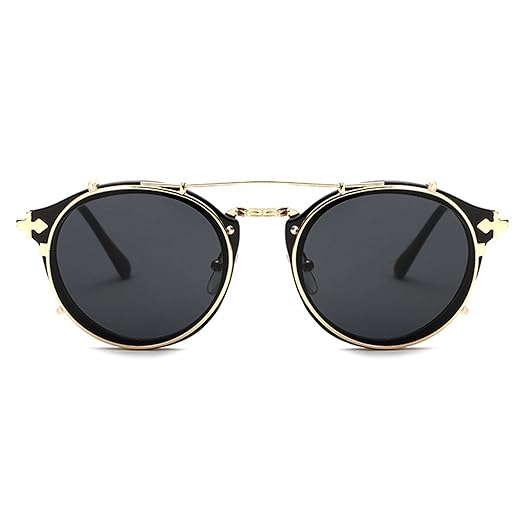 title=TIJN- Occhiali da sole rotondi di tendenza, stile steampunk, stile vip