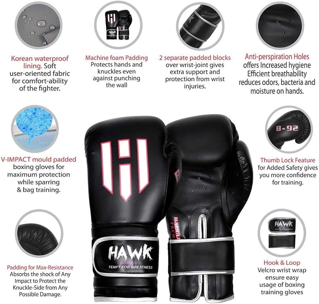 Hawk Sports HWK Boxing Gloves for Men & Women Training Pro Punching Heavy Bag Mitts UFC MMA Muay Thai Sparring Kickboxing Gloves : Sports & Outdoors
