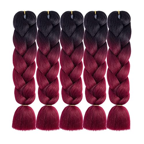 AFNOTE Ombre Red Braiding Hair Extensions 24 Inch 5 Packs  display picture 1