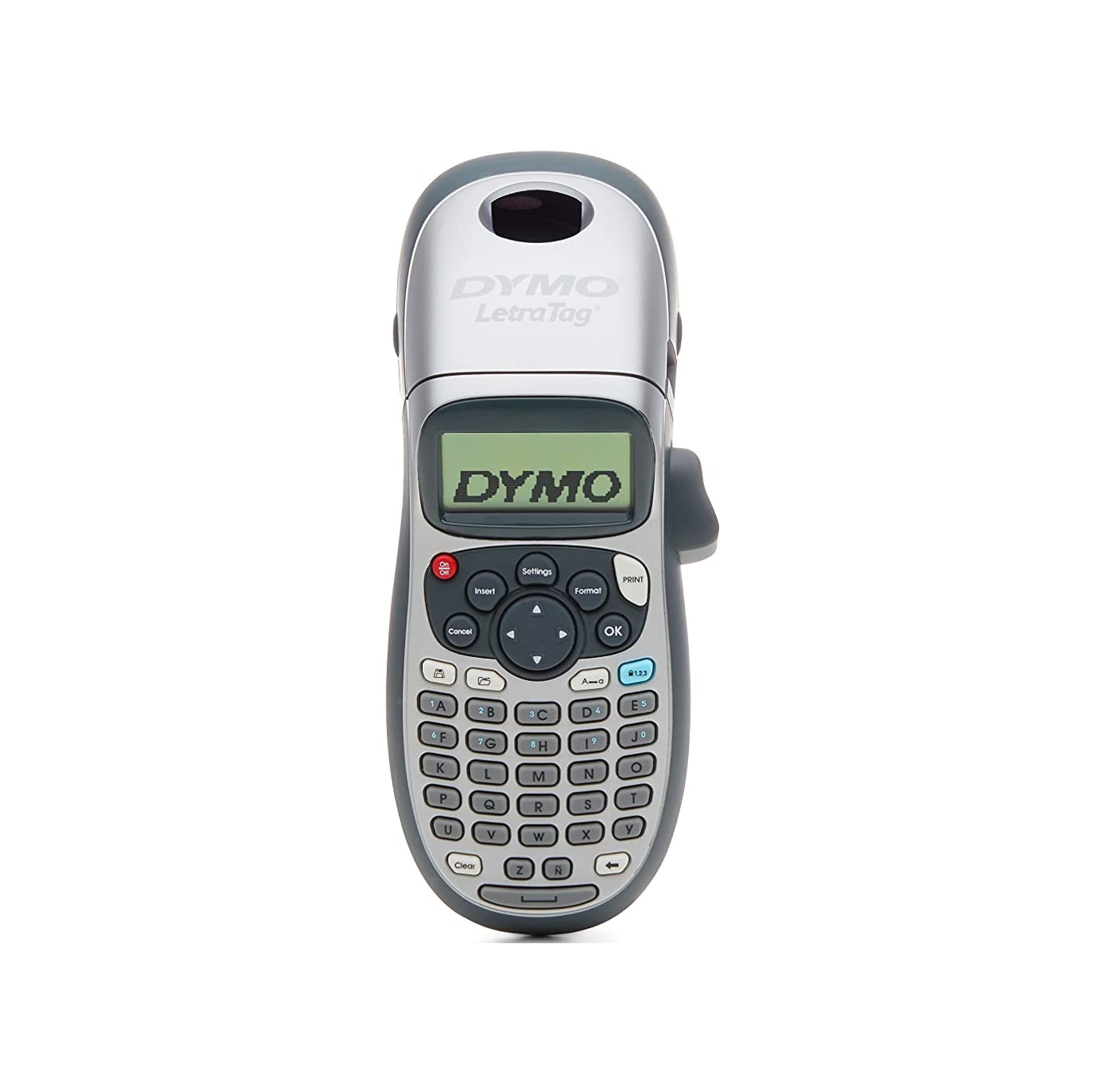 DYMO LetraTag LT-100H Handheld Labelling Device | Portable Label Printer with ABC Keyboard | Ideal for Office or Home - for LT 12 mm Label Tape - Silver Limited Edition Includes 4 AA Batteries