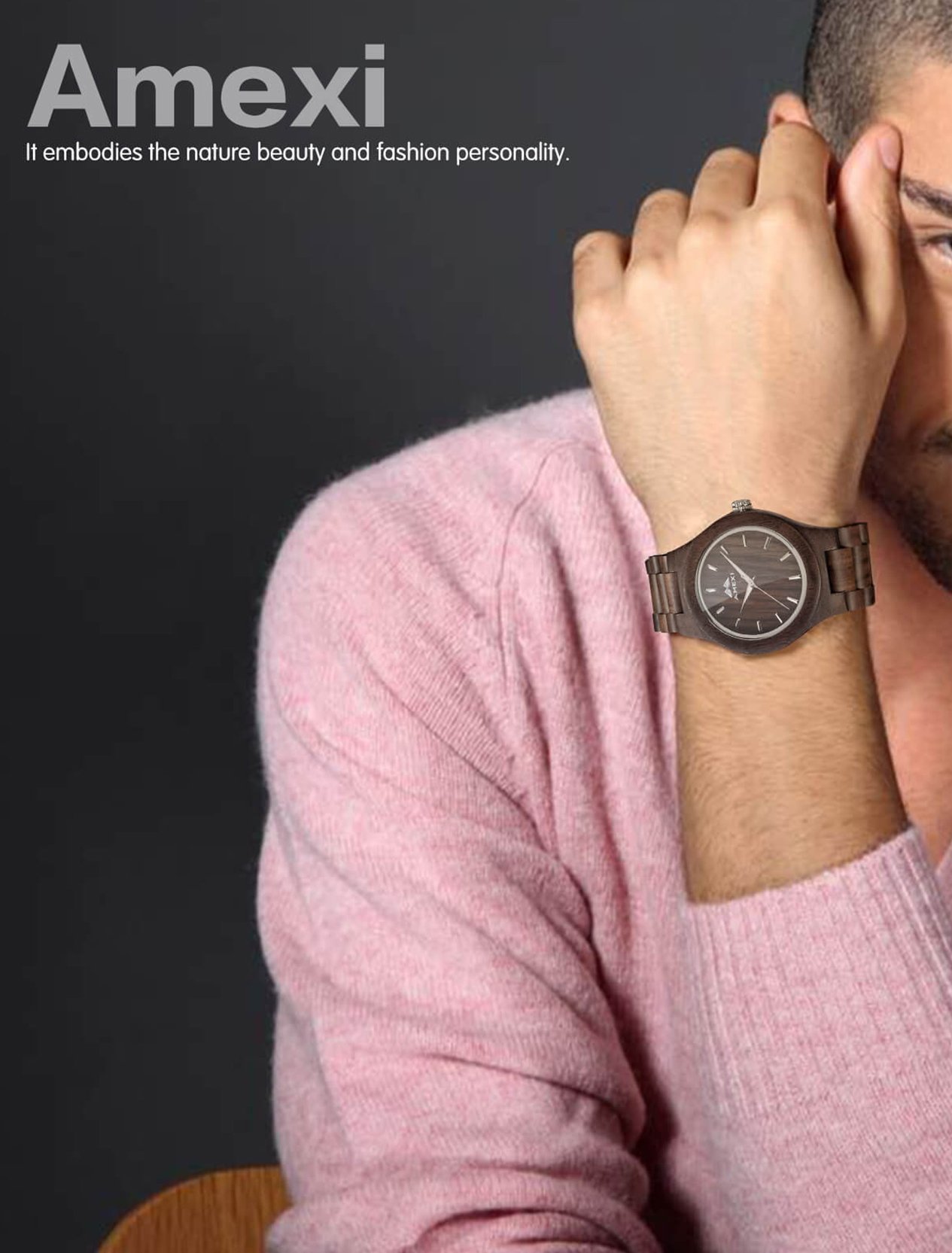 Amexi Holzuhren Damen mit Holz Armband und Quarzwerk