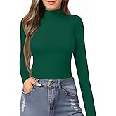MANGOPOP Women's Mock Turtle Neck Slim Fit Long Sleeve Shirts Fall Fashion Tight Tops Basic Tee Winter Undershirt