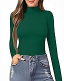 MANGOPOP Women's Mock Turtle Neck Slim Fit Long