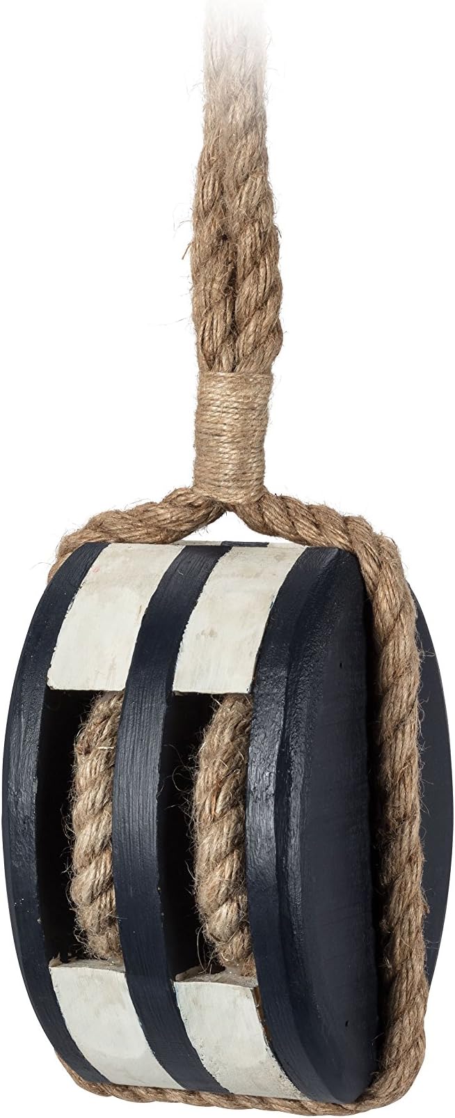 Abbott Collection Md Blu/Wht Float w/Jute Rope-9.5" H, Wood, Multi-Color