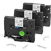 HSe-211 HSe211 Compatible with Brother Heat Shrink Tube P Touch TZe HSe Heat Shrink Tubing 5.8mm 0.23'' Wire Cable Labels for Brother PT-E300 E500 P900 P750WVP, 3-Pack, Black on White
