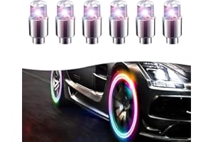 Yumfugu 6 PCS Car Hot Wheels Wheel Hub Light, American Style Flashing Breathing Light with Inner Tube Valve, Cool Lighting Modification Accessories, for Cars, Bicycles, Motorcycles (Multicolored)