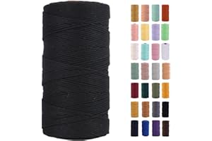 MAOQIAN Black Macrame Cord 2mm x 220Yards,Colored Cotton Rope Colorful Cotton Cord Soft Craft Cord Twine for Wall Hanging Plant Hangers Crafts Decorative Projects