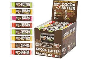 NATURE’S BEES Nature's Bees (24 Count, 8 Flavors) Cocoa Butter Flavored Lip Balm Tubes Set Bulk Assortment Natural Chap Treatment Moisturizer For Very Dry Lips
