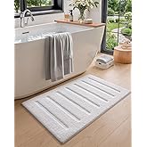 Color&Geometry Ultra Soft Plush Bathroom Rugs Non Slip Washable Bath Mat with Rubber Backing, Fluffy Absorbent Machine Carpet for Bathroom Floor, Tub and Shower, 17"x30", White