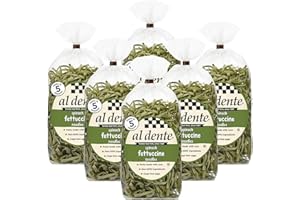 Al Dente Spinach Fettuccine – All-Natural, Hand-Crafted Egg Pasta. Traditional Pasta Noodles Made With Cage-Free Eggs, Semolina, and Spinach. Great for Pastas Soups Stews & More 12oz Bags (Pack of 6)