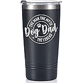 Onebttl Dog Dad Gifts for Men, The Man The Myth The Legend, 20oz Stainless Steel Travel Mug Tumbler with Lid and Straw for Dog Dad, Dog Lover, Owner, Black