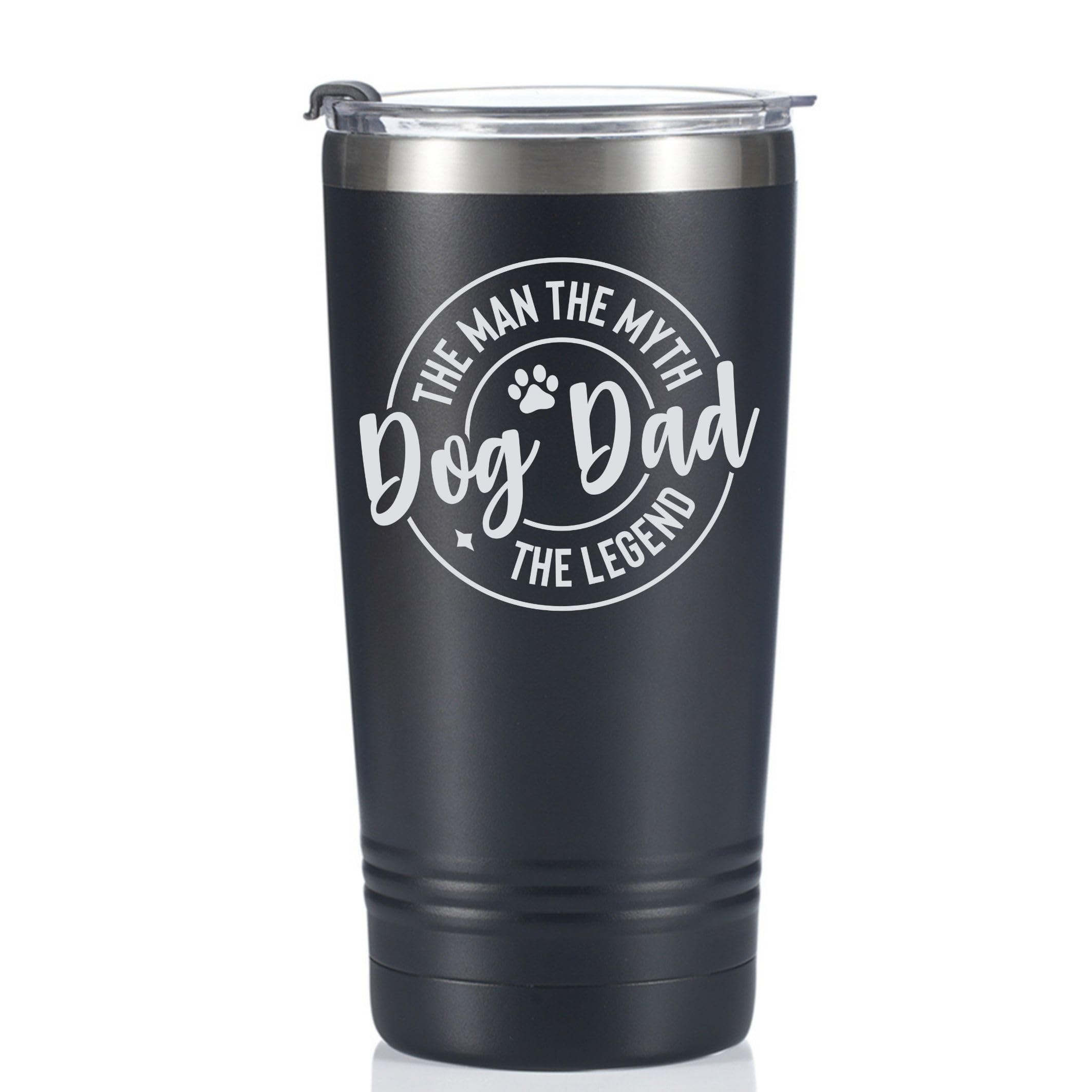 Onebttl Dog Dad Gifts for Men - The Man The Myth The Legend, 590ml Stainless Steel Travel Mug Tumbler With Lid and Straw for Dog Lover, Owner, Black