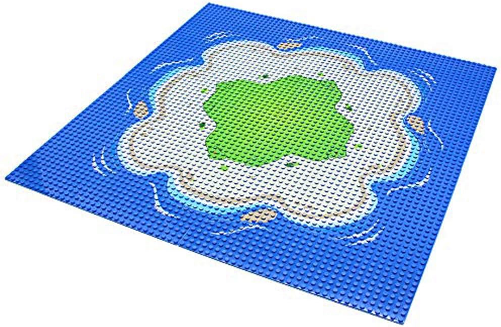 Feleph Classic Blue Baseplate 4 Pieces for City Road Beach Ocean Island Street Water Base Plate 25 x 25 cm