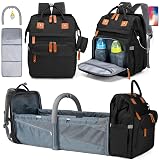 KABAQOO Diaper Bag Backpack with Detachable Changing Station, Large Capacity Baby Diaper Bags for Boys & Girls, Baby Registry Search Stuff & Shower Gifts, Newborn Essentials Must Haves, Black-2s