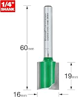 Trend CraftPro Straight Two Flute Router Cutter Bit 1/4 Shank 16mm dia 19mm len view 3