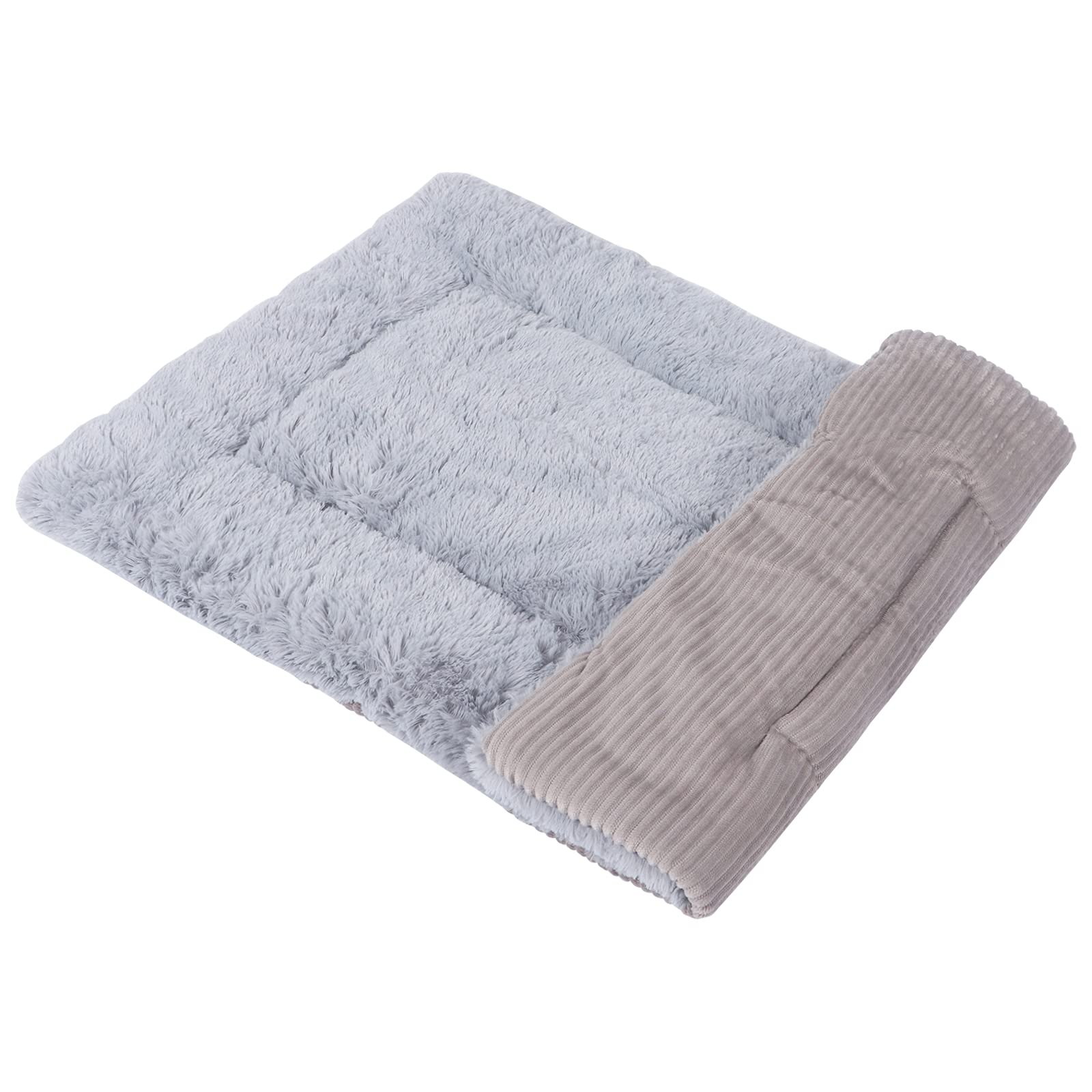 Vejaoo Dog Bed Mat Washable Cat Cushion Soft Premium Plush Dogs Mattress Sofa Dual Purpose Clearance for Small/Medium/Large Dog XZ014 (S(60 * 45CM), Wicker Gray)